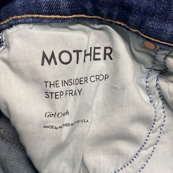 MOTHER INSIDER CROP STEP FRAY IN GIRL CRUSH HIGH WAISTED RAW HEM STRETCH DENIM - Picture 11 of 14